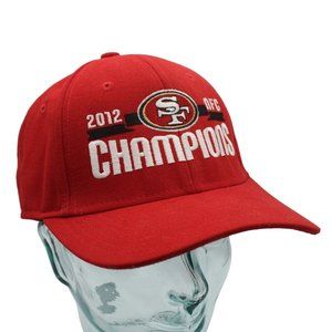 San Francisco 49ers Football Red 2012 NFC Champions Hat Cap NFL Hook And Loop